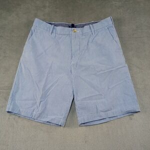 Izod Seersucker Shorts Mens Size 34 Preppy Bermuda Striped Blue White‎ Beach